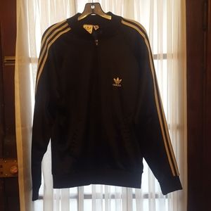 Vintage Adidas Jacket Black & White Sz L 80s